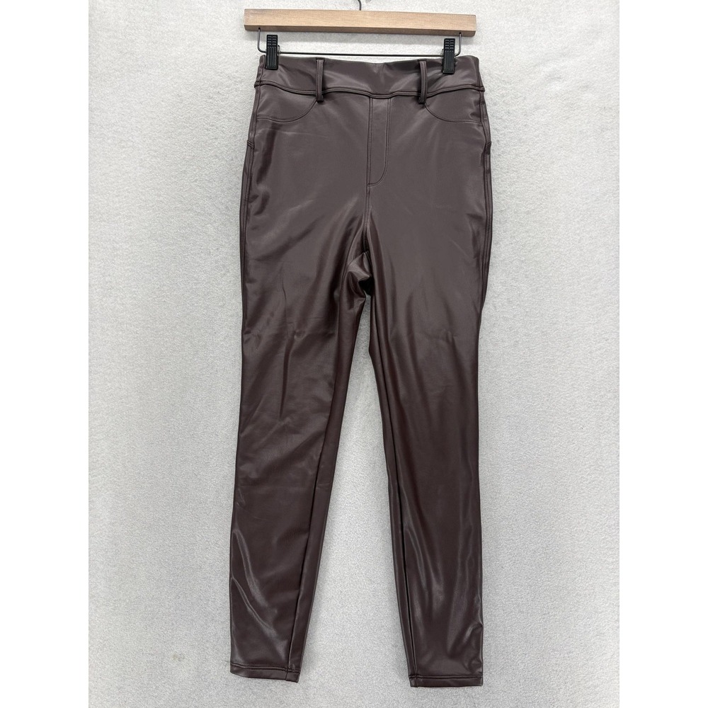 Halara High Rise Slim Tapered Faux Leather Pants Womens Pants S Brown Cropped